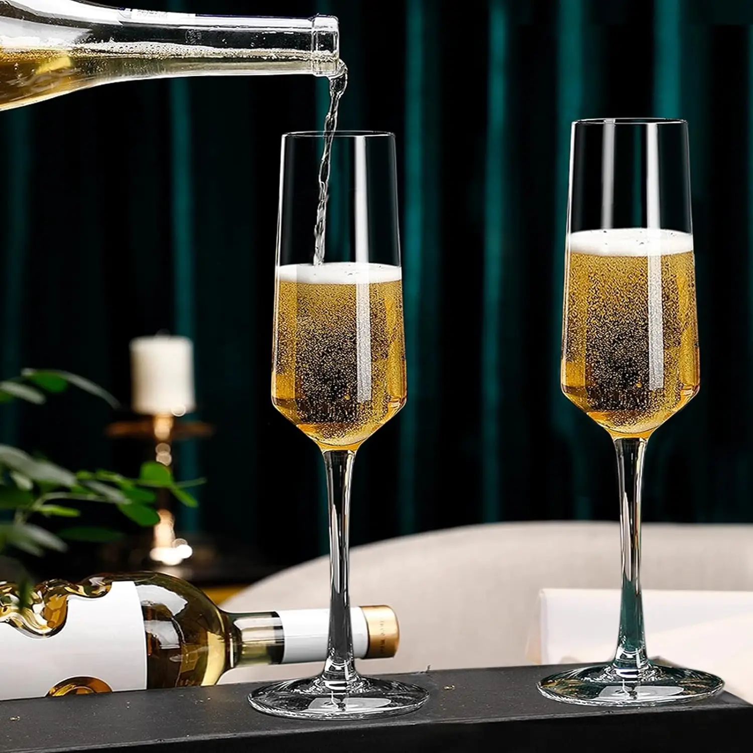 Elegant Clear Sparkling Champagne for Prosecco Restaurant Wedding Party Anniversary