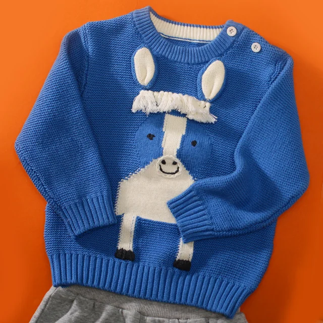 
Manufacturer Custom Logo Knit Cartoon Crewneck Pullover Baby Sweaters 