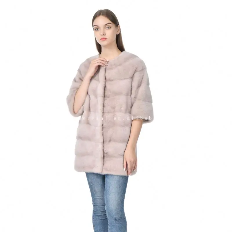 Fashionable Adult Classic stylish Elegant Premium Thick Trim Natural Animal Warm mink winter women coat with real fur
