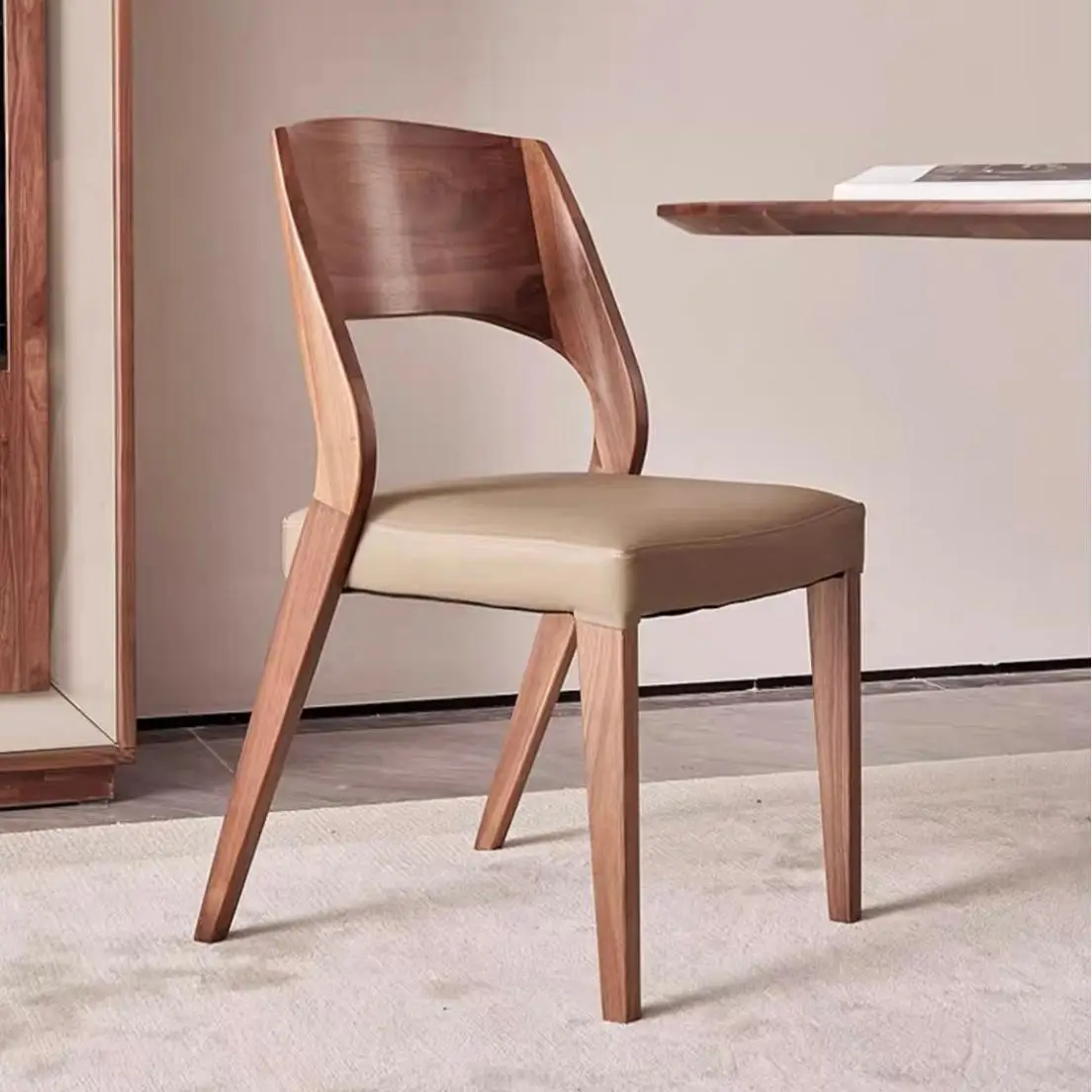 Low price Wooden Home Furniture Rattan Wicker Back with Soft Cushion Wood Kitchen Dining Restaurant Chair