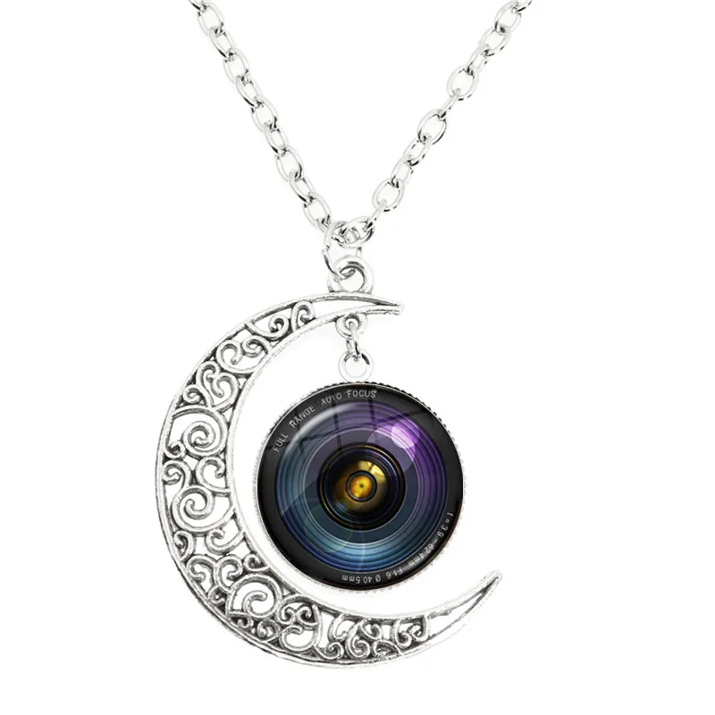 Fashion camera lens art photo moon hidden camera necklace