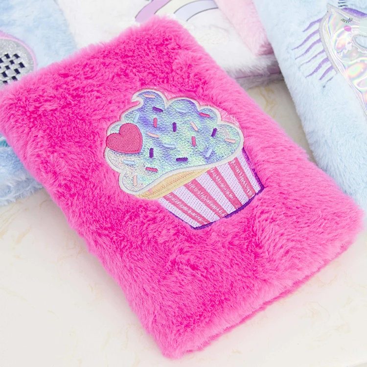 Wholesale factory custom cartoon plush decorative notebook for student