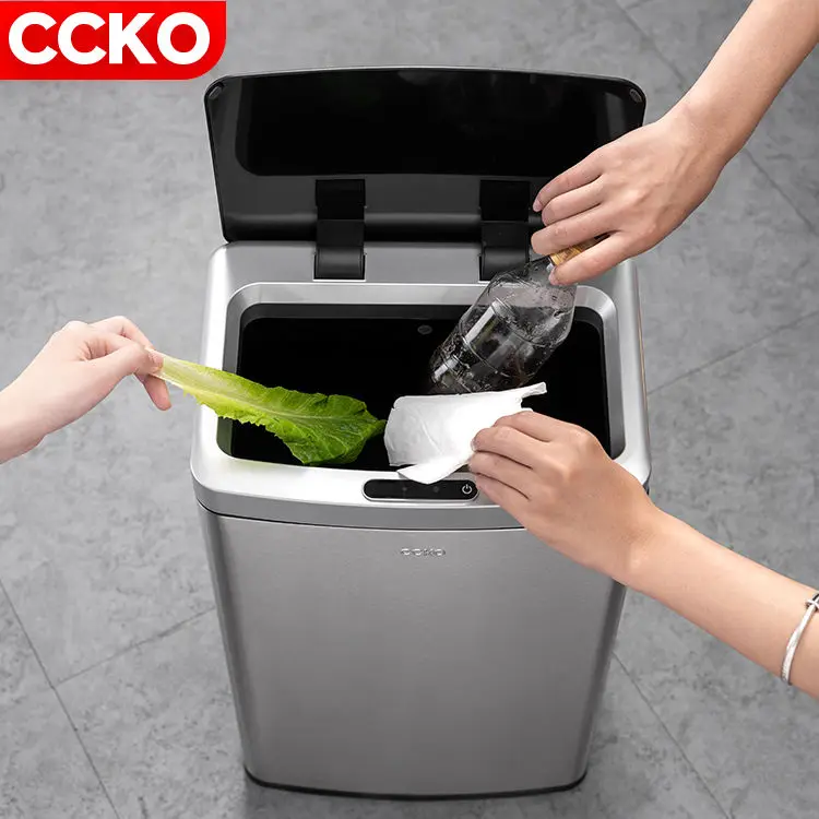 CCKO CK9919 15L/20L/30L/40L stainless steel electric automatic garbage rubbish waste dust bin sensor dustbin smart trash can