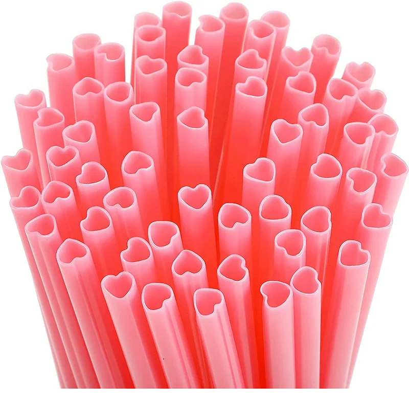 Соломинки в форме сердца, пластиковые одноразовые милые соломинки для питья, соломинки для питья кофе и молока, для детского дня рождения