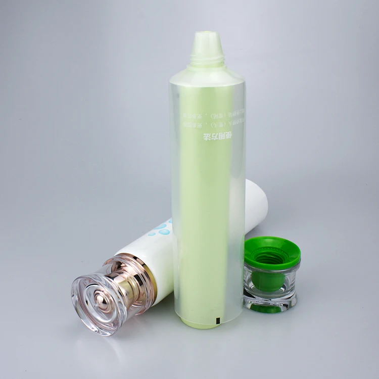 Empty 120ml Body Lotion Gel Dual Chamber Cosmetic Tube Packaging With Acrylic Cap