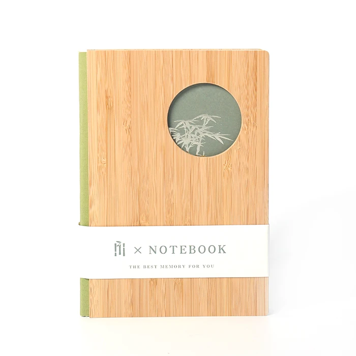 2025 Low MOQ  A5 B6 Eco Friendly Recycled Paper Custom hardcover Stationery Real Bamboo Notebooks with Logo