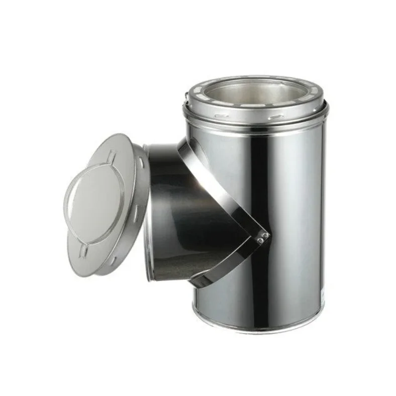 Stainless SS304 SS316 Double Wall Insulated Chimney Straight Pipe And Tee Accessories Fireplace With 4 8 Inch 6inch Twist Lock