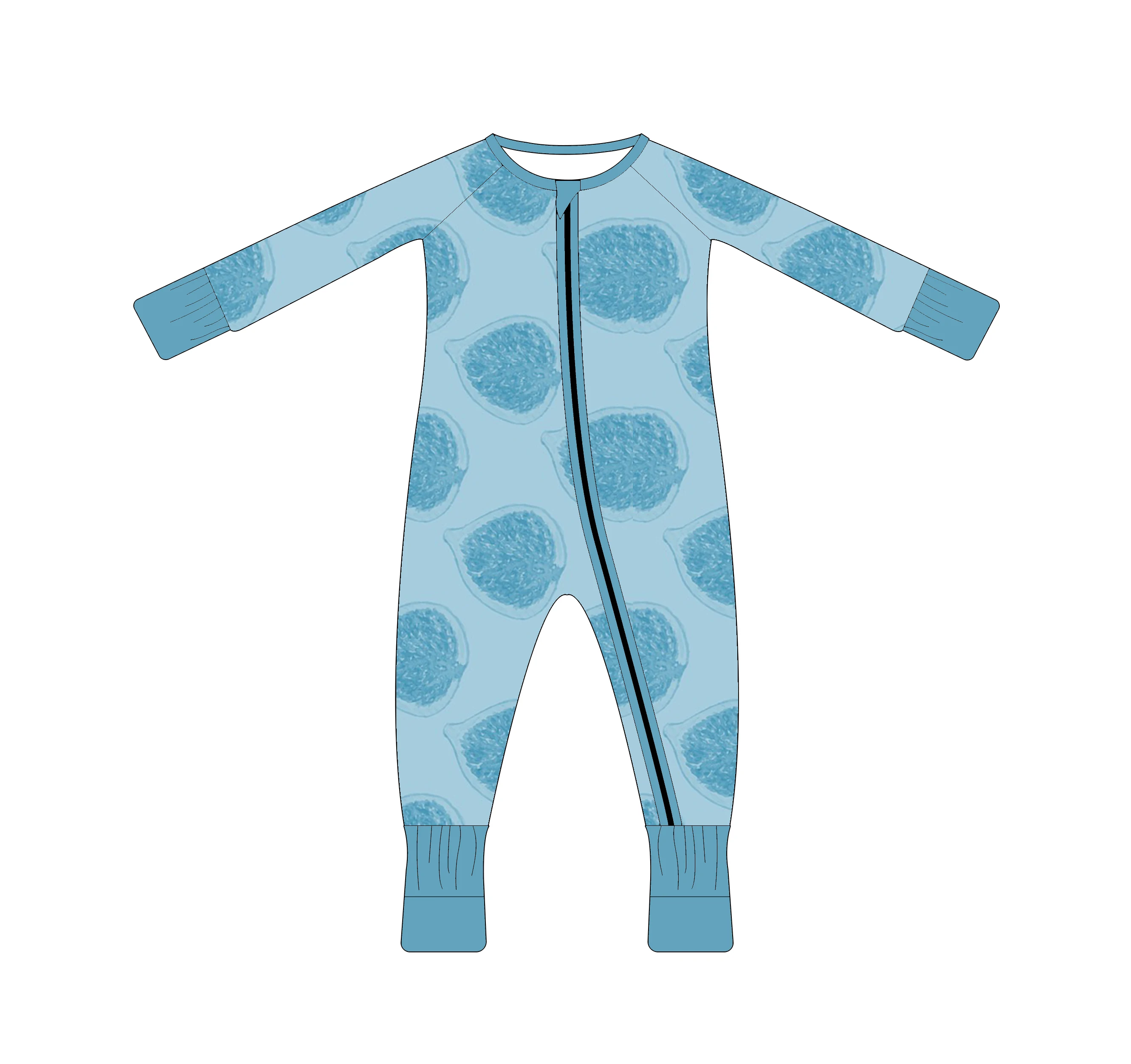 New Design Fish prints bamboo zipper 95% bamboo viscose 5% spandex romper