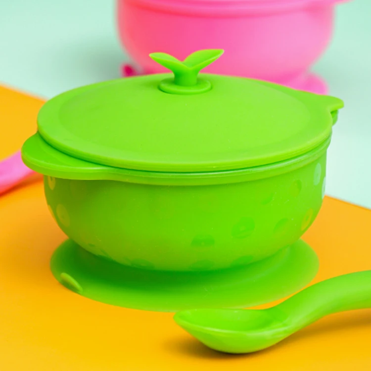 Custom LOGO Silicone Baby Bowl Spill Proof eating training Bowl BPA Free Nontoxic Snack Container with Suction for Toddlers