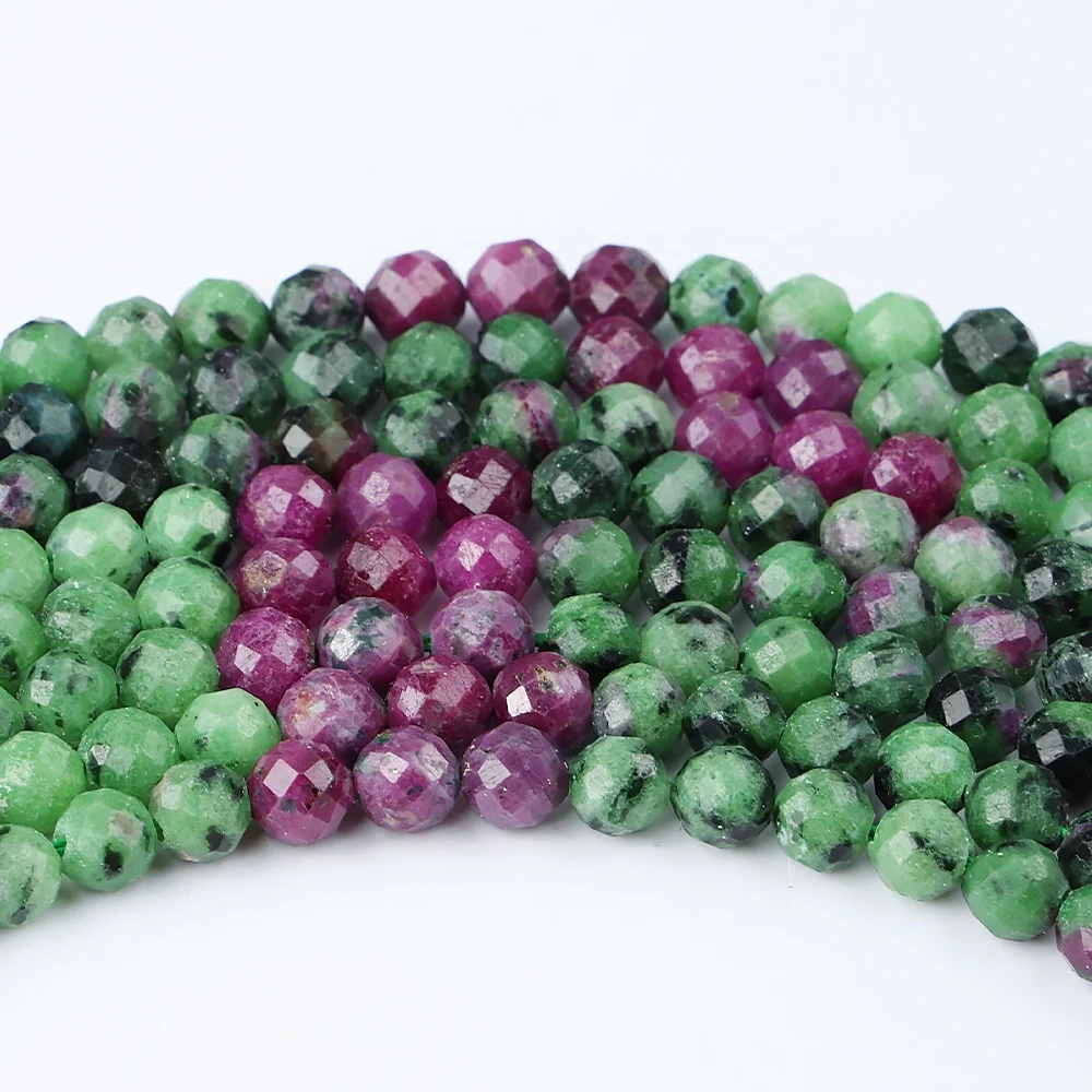 Wholesale A+ Natural Ruby Zoisite Epidote 4.2mm Faceted Beads Loose Gemstone Crystal and Stone Beads for Jewelry Making DIY