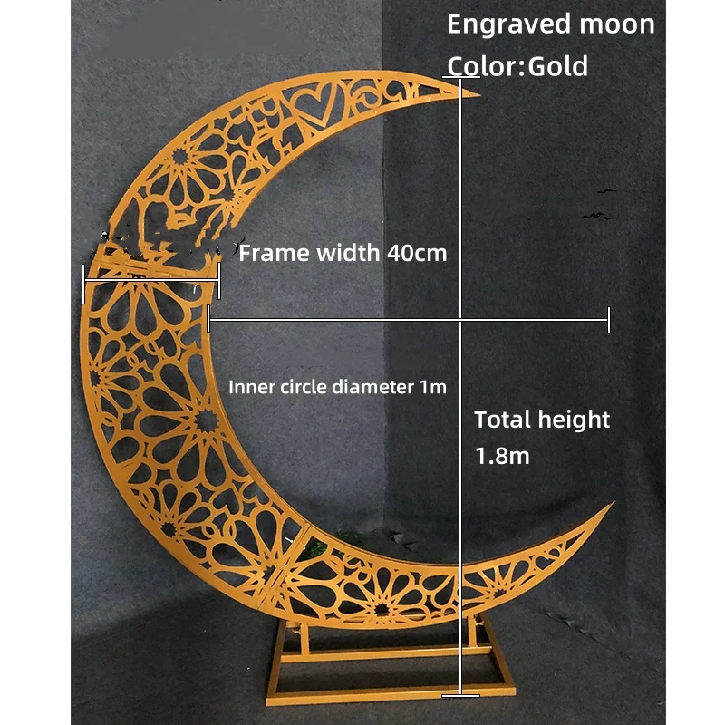 New wedding props iron moon ornaments flower stand wedding photography floral arch wedding stage road decoration