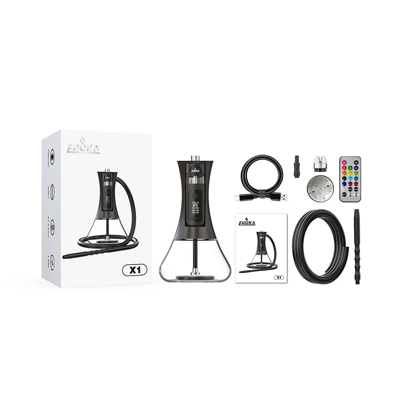 2000 мАч Красочный Светодиодный свет небольшой размер портативный акриловый автомобильный стакан электронный кальянный набор для курения кальяна вместо угольного