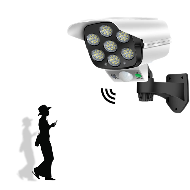 New Solar Wall Light Simulation Monitoring Camera Human Sensor Garden Spotlights