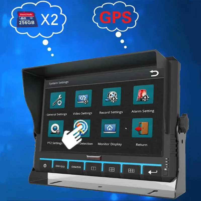 6CH 1080P Touch Screen DVR monitor Driver Aid Camera System Vehicle Reversing aid and fleet management with 4G GPS