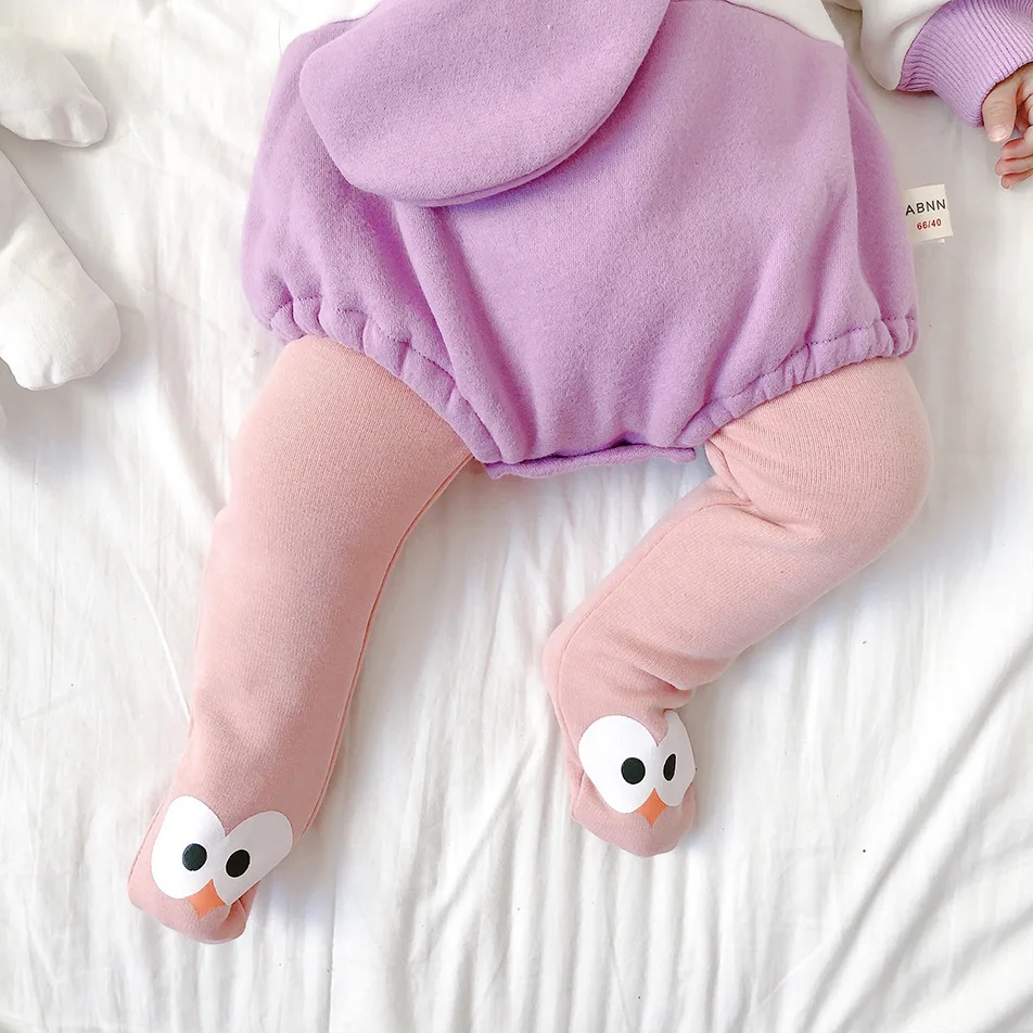 5 colors cotton cartoon infant girl legging footed thick winter baby pantyhose
