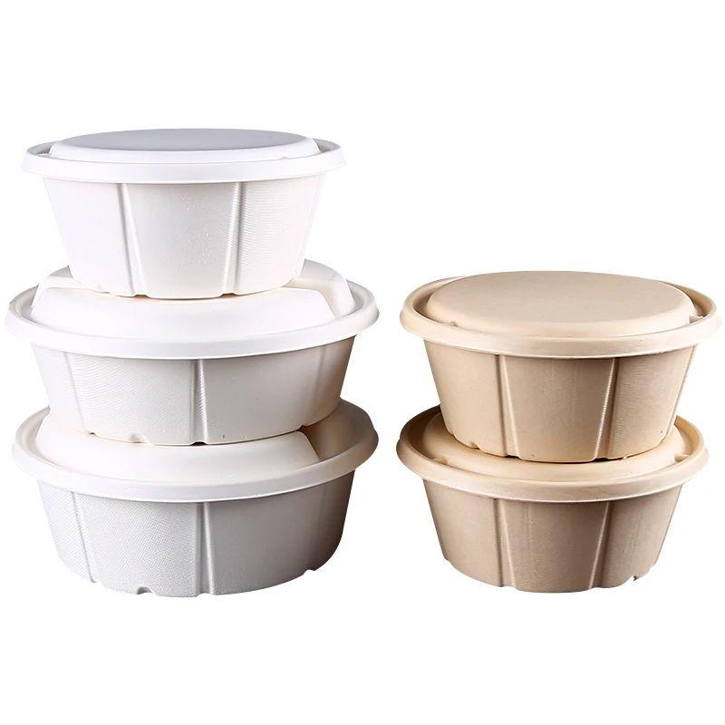 2500ml biodegradabel  Bagasee pulp sugarcane series packaging Bowl with pulp lid