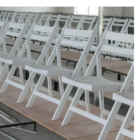 Portable White Wooden Slatted Seat Folding Chairs for Outdoor Garden Event Party