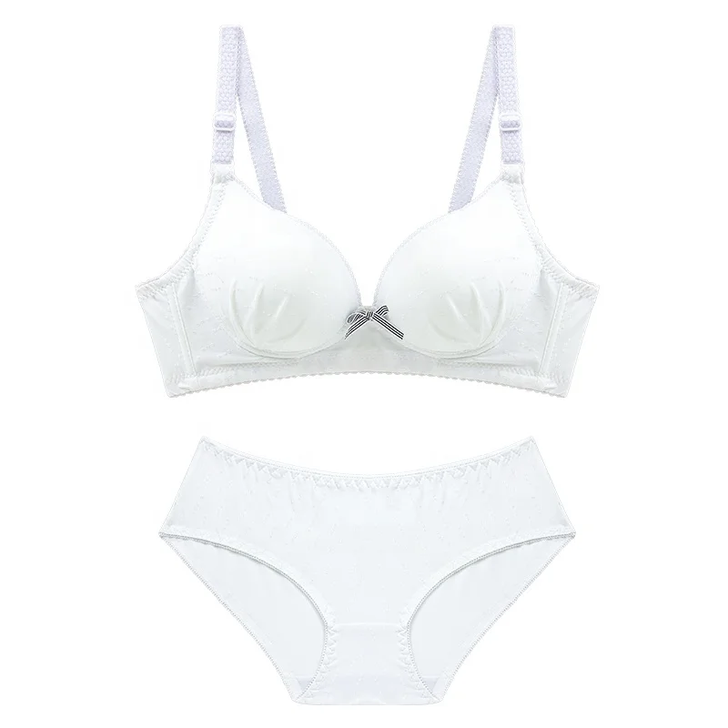 Ladies Underwear Women Bra and Panty Set Bowknot Cheap Bra White Size Bra Set Strapless Wire Free Thin Mold Cup Spandex / Cotton