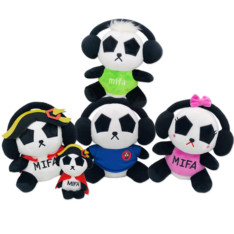 Wholesale OEM Rock Style Panda Plush Doll Toy Soft Plush Panda Family Keychain Plush Toys