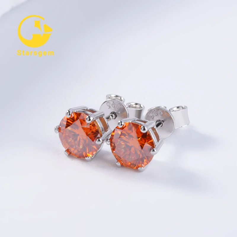 Starsgem 925 sterling silver jewelry earing men stud vvs diamond moissanite earring for men