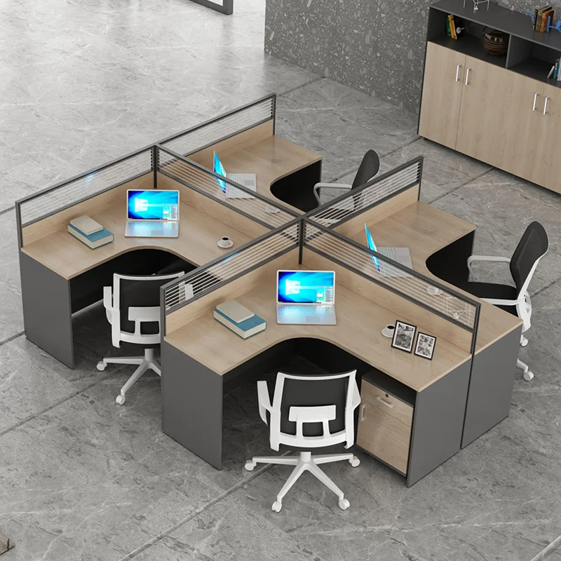 Modern Wooden Mfc  Office Desk L Shape Staff Office Workstation Commercial Office Furniture