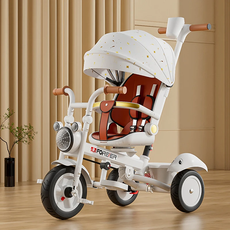 multi-purpose foldable mom single 3 wheel with headlights seat bicycle tricycles for children with canopy