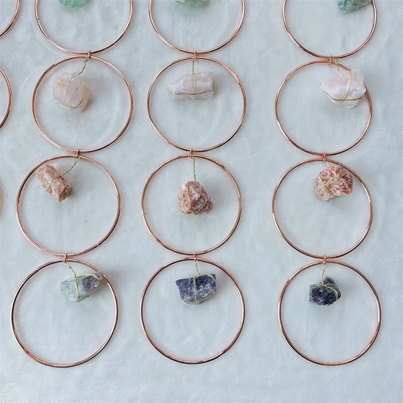 Natural Crystal Raw Stone Chakra Wall Hanging Ornament Healing Stone Crystal Wind Chime Crafts