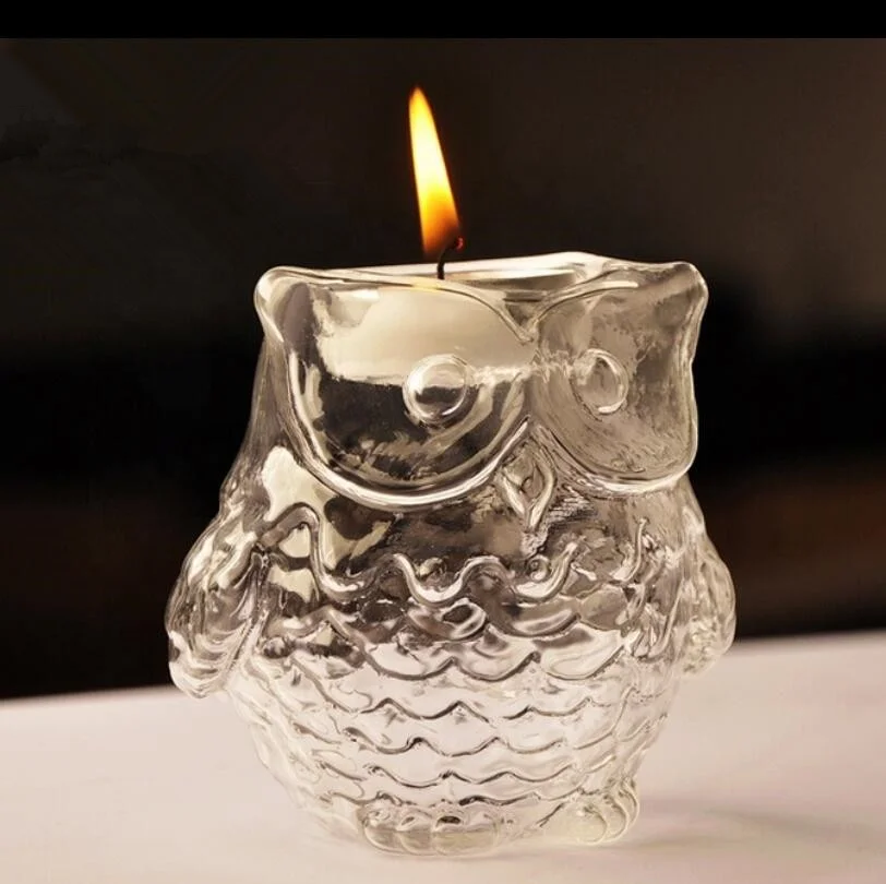 Unique Handmade Owl Glass Candle Holder for home decoration and wedding Glass Candle Holder