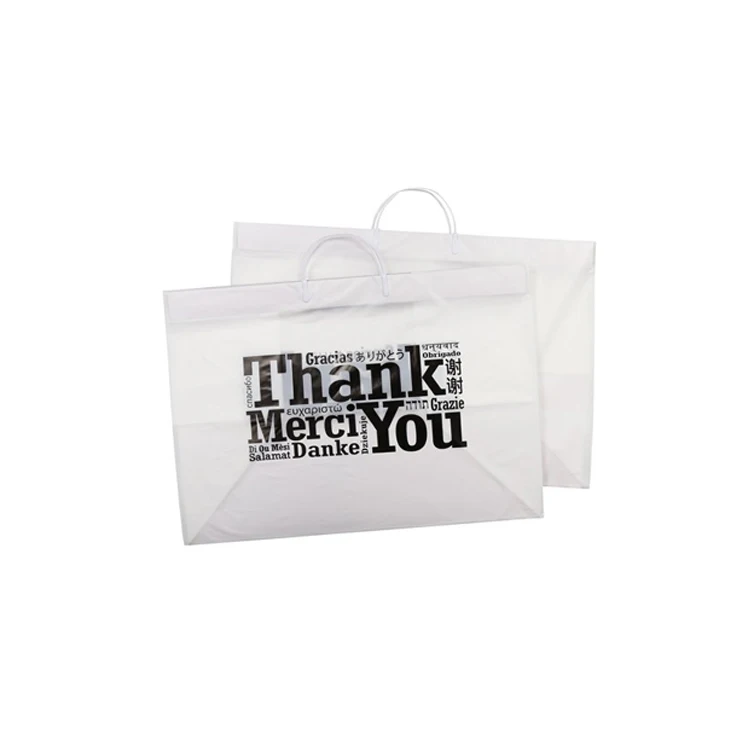 Custom Clear Rigid Snap Seal Handle Plastic Bag Patient Garment Bag Shopper Bag