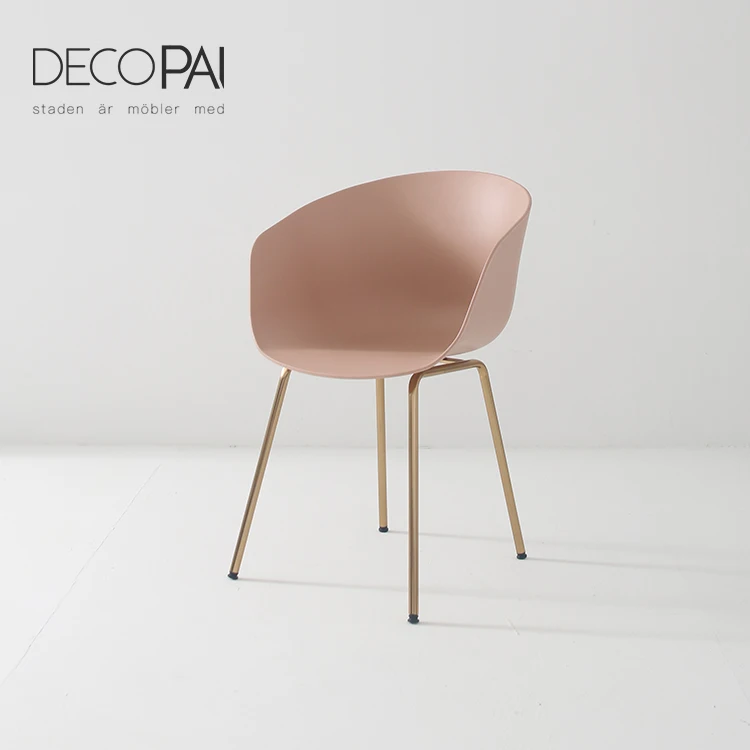 Nordic стул современный пластик PP сиденье chrome золото ноги отдыха подлокотник для гостиная обеденный