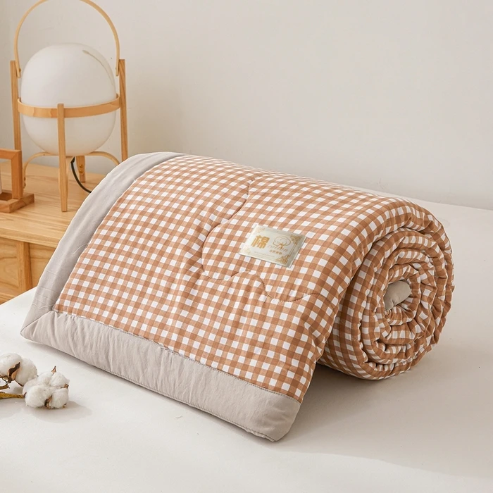 Cool Feel Thin Summer Quilt Blanket 100% Cotton Washed Cotton Fabric Light Comforter Throw
