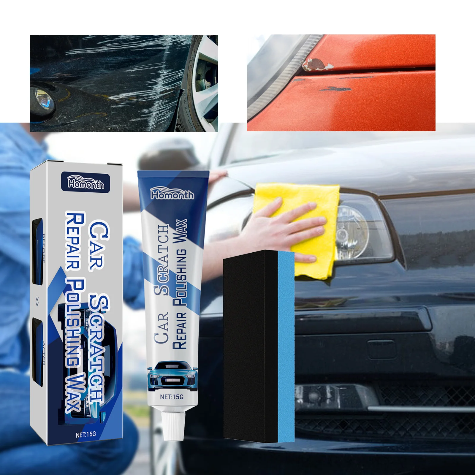 Homonth Quick Car Waxing Waterproof Car Body Wax Eco-friendly Protective Wax For Car Body