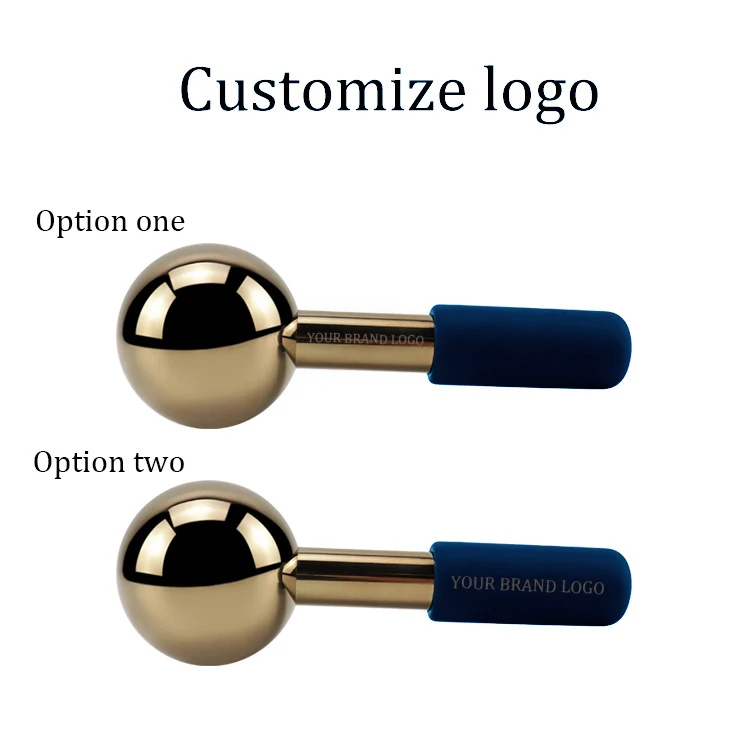 New Handheld Magic Cryo Stick Facial Globes for Fcryo Freeze Cooling Cold Roller Gold Stainless Steel Ice Globe Massage Tool