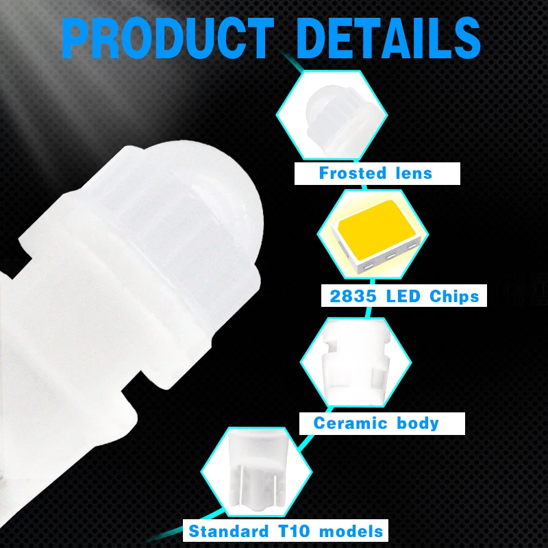 LED T10 24V W5W Ceramics 2835 3SMD 168 194 Wedge Licence Plate Lights W5W Turn Side Lamp Reading Dome Light Auto Parking Bulb