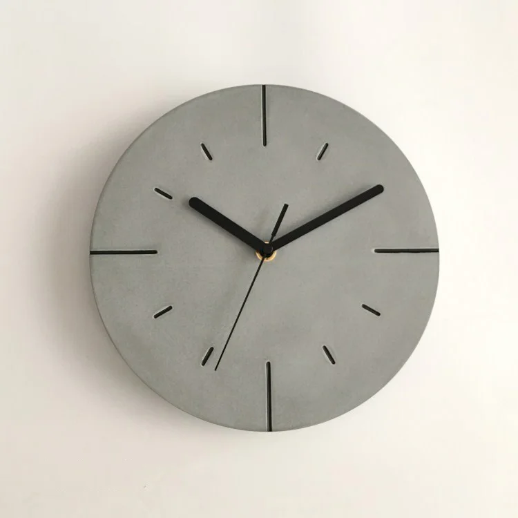 Japanese style Creative Minimalism Cement and metal round wall decoration 12 inch Quartz Concrete Clock silent wall clock