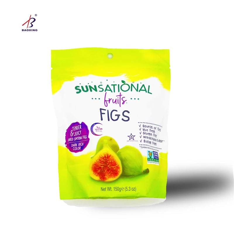 Custom Aluminum Foil Resealable Coconut Dried Fruit Mango Food Ziplock Stand Up Packaging Bag