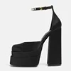 2022 new arrival satin material double platform brand design dress shoes for women