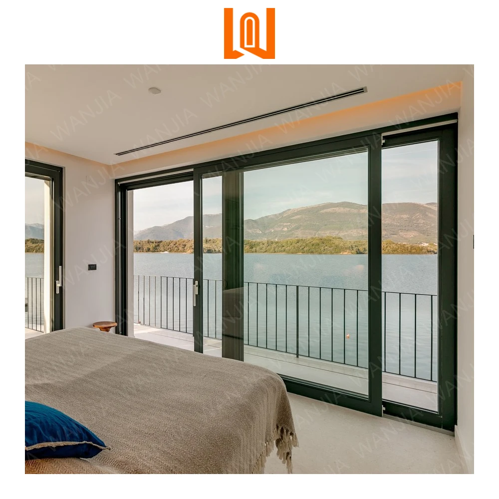 WANJIA Manufacturer Production Aluminum Sliding Door Outdoor Balcony Triple Glass Sliding Door