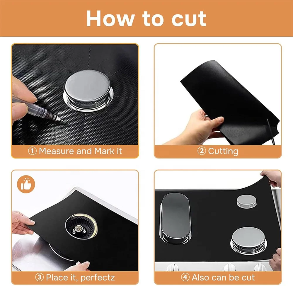 Hot Selling  Heat black color  Gas Stove Burner Covers Protector with Non Stick  52*80cm  stove protector liner
