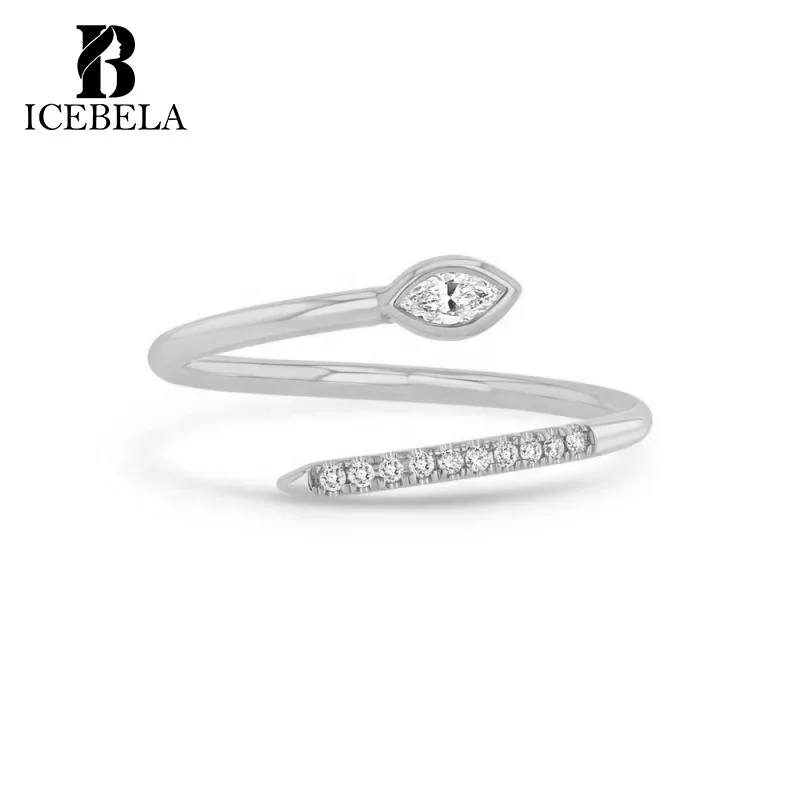 925 Silver Jewelry Korean Ring Custom Light Luxury Unique Custom 18K Gold Plated Zircon Snake Shape Adjustable Ring for Women