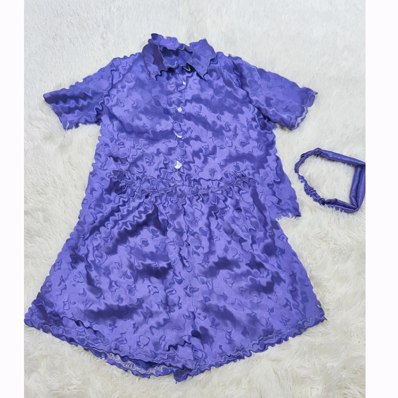 2022 Satin Pj Set  3 Piece Silk Sleepwear Pajama Set Pyjamas Women Sleepwear Pj Sets Designer Pants Pajamas With Headband