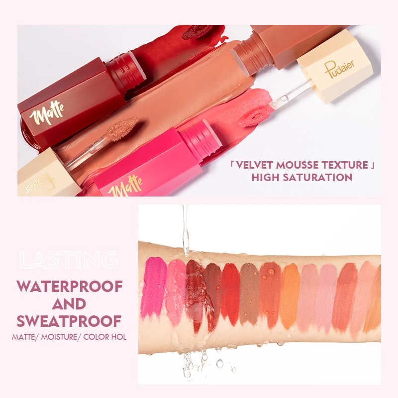 Pudaier New Design Wholesale Cosmetics Matte And Moisturizing Liquid Lipstick Waterproof Lipgloss Vegan OEM Makeup