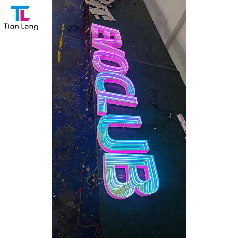 New Design Custom Infinity Effect Neon Sign Wall Decoration Multi-layer Mirror Acrylic 3d Magic Neon Sign