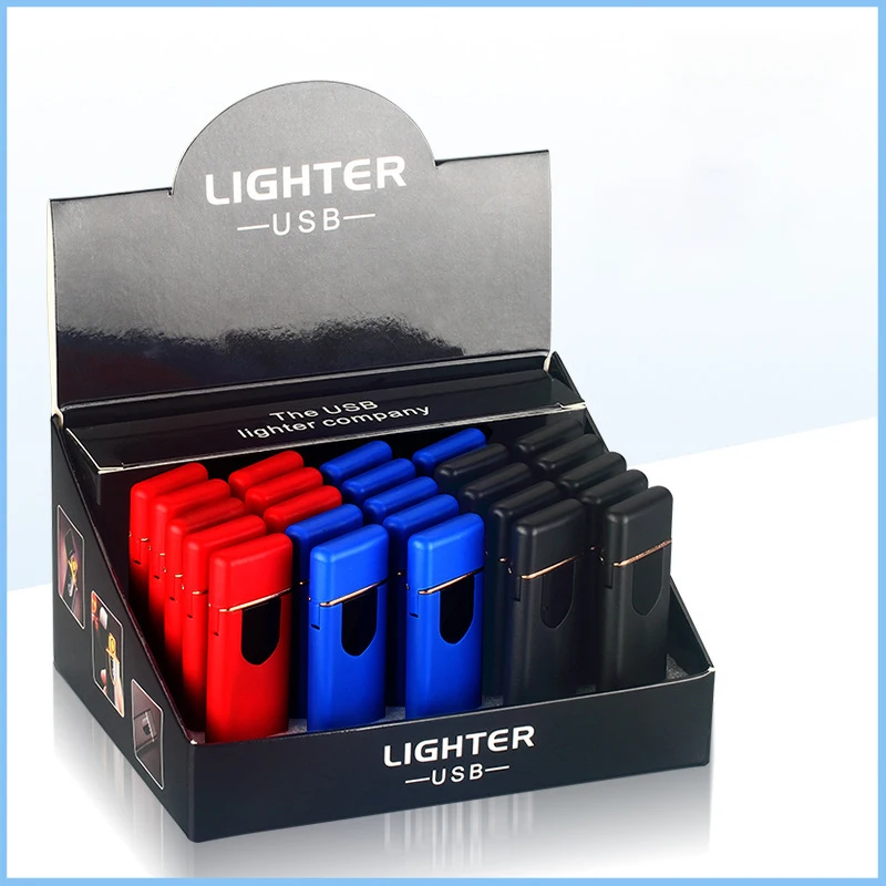 Customize Design Wholesale USB Rechargeable Metal Flameless Touch Screen Ultra-thin Electric Lighter