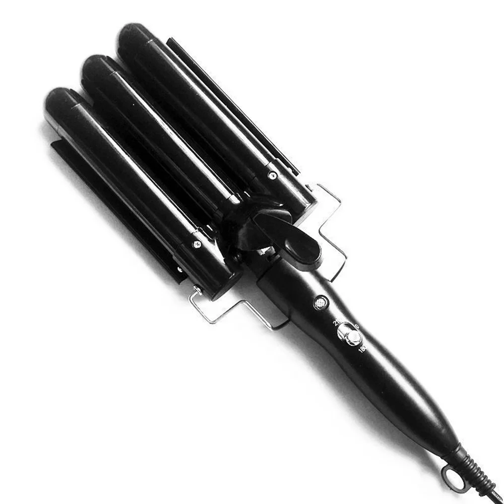Home use new three barrel ceramic Ionic big wave curler automatic LCD curling iron with triple barrel hair waver hair curler