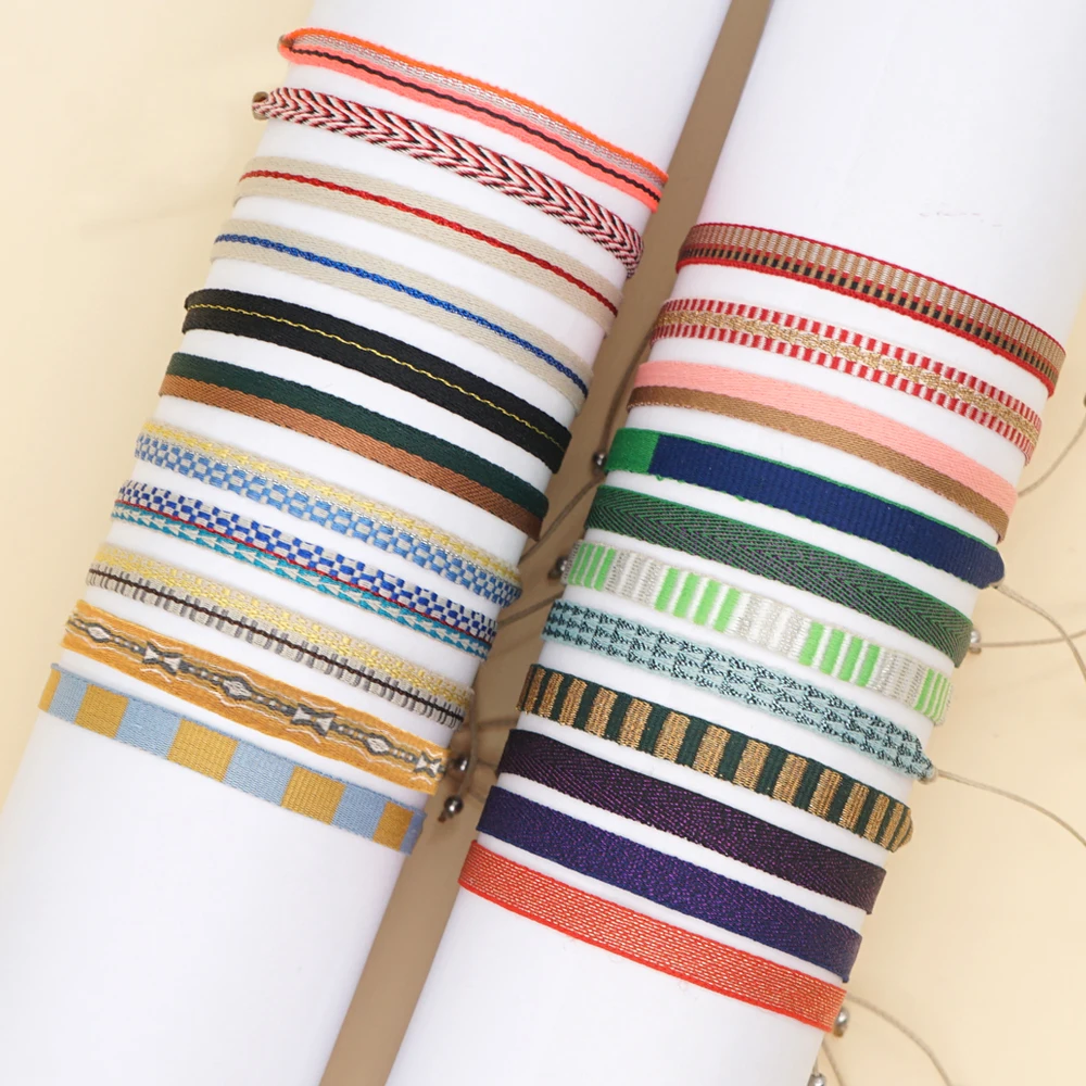 Wholesale New Multi-color Fabric Cloth Bracelets Jewelry Classic Vintage Adjustable Ribbon Bracelet For Gift
