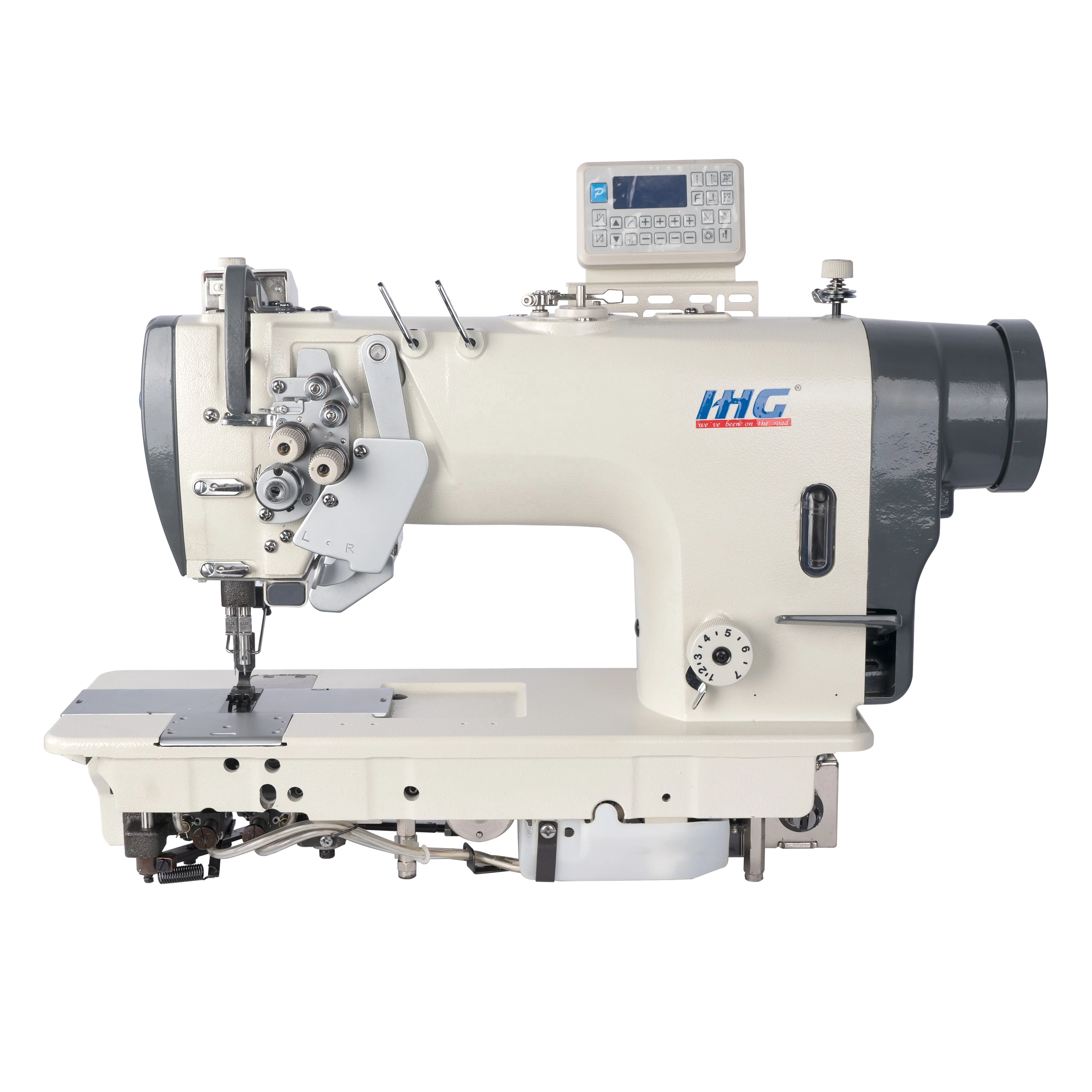 Крупный крючок Lockstitch промышленный прямой нож швейная машина 2 двойная игла триммер для ниток