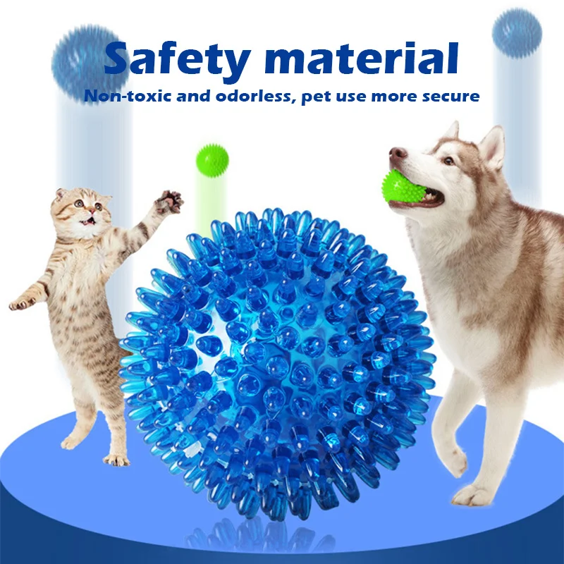 Dog Squeaky Toys Hot Sale TPR Elastic Ball Squeak Sound Spikes Bite-resistant Clean Teeth Pet Chew Toy Ball