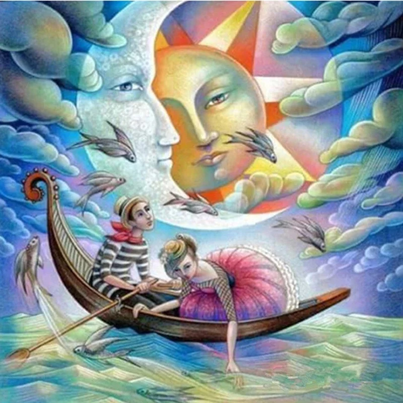 DIY 5D Diamond Embroidery Diamond Mosaic Moon Ship Round Square Diamond Painting Cross Stitch Kits Home Decoration