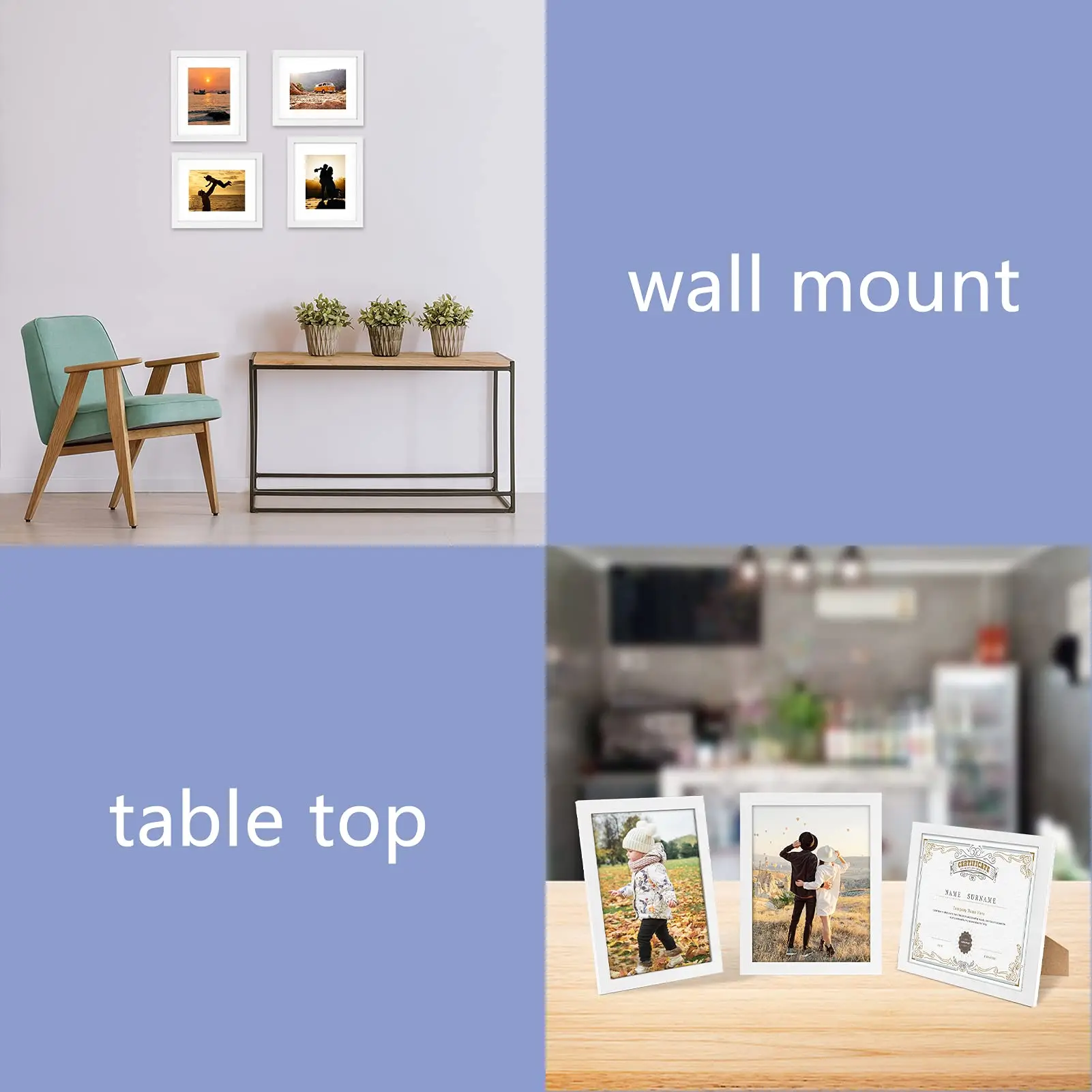 wholesale Hot Sale 4X6 8X10 11X14 12X16 16X20 4X4 6X6 8X8 10X10 black and white photo frames designs personalized picture frame